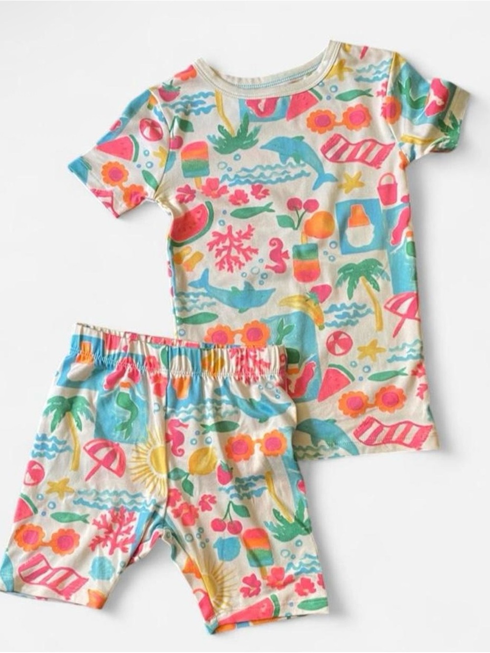 Kids Beach Print Pajama Set